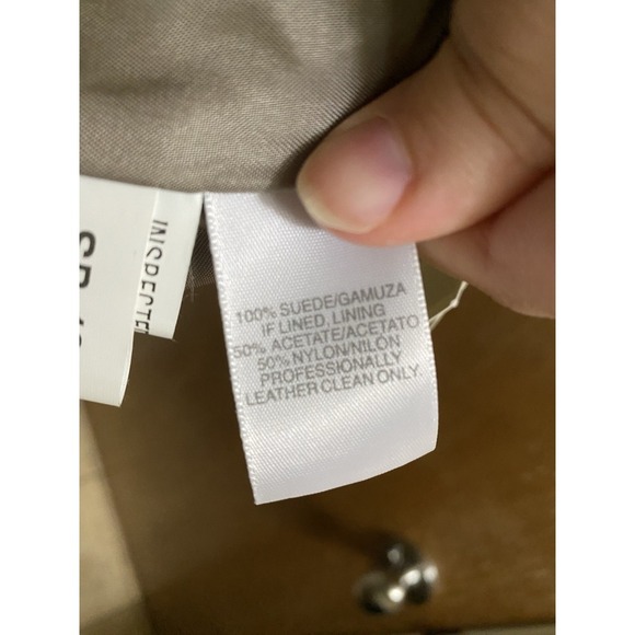 Vintage SUSAN BRISTOL Suede Leather Skirt Vest 2 pc Set Lined Zip Beige 18 & 20 - Picture 9 of 16